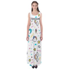 Unicorns-rainbows-seamless-pattern Empire Waist Maxi Dress