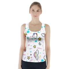 Unicorns-rainbows-seamless-pattern Racer Back Sports Top