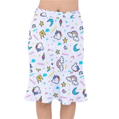 Unicorns-rainbows-seamless-pattern Short Mermaid Skirt