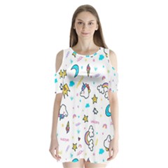 Unicorns-rainbows-seamless-pattern Shoulder Cutout Velvet One Piece