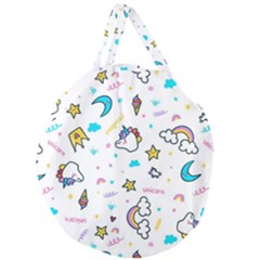 Unicorns-rainbows-seamless-pattern Giant Round Zipper Tote