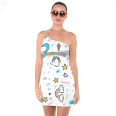 Unicorns-rainbows-seamless-pattern One Soulder Bodycon Dress