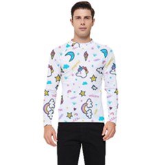 Unicorns-rainbows-seamless-pattern Men s Long Sleeve Rash Guard