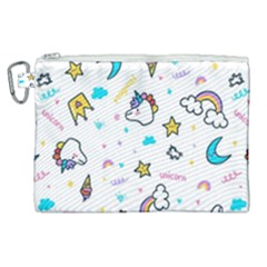 Unicorns-rainbows-seamless-pattern Canvas Cosmetic Bag (xl)