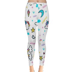 Unicorns-rainbows-seamless-pattern Inside Out Leggings