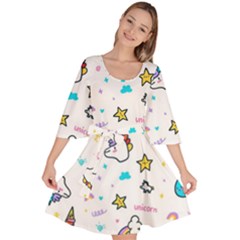 Unicorns-rainbows-seamless-pattern Velour Kimono Dress