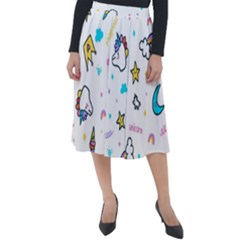 Unicorns-rainbows-seamless-pattern Classic Velour Midi Skirt 