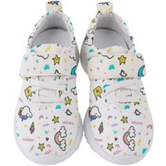 Unicorns-rainbows-seamless-pattern Kids  Velcro Strap Shoes