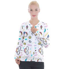 Unicorns-rainbows-seamless-pattern Casual Zip Up Jacket