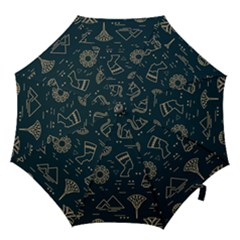 Dark-seamless-pattern-symbols-landmarks-signs-egypt -- Hook Handle Umbrellas (medium)