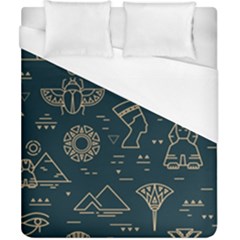 Dark-seamless-pattern-symbols-landmarks-signs-egypt -- Duvet Cover (california King Size) by Jancukart