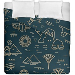 Dark-seamless-pattern-symbols-landmarks-signs-egypt -- Duvet Cover Double Side (king Size)