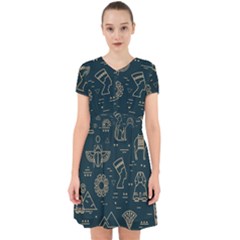 Dark-seamless-pattern-symbols-landmarks-signs-egypt -- Adorable In Chiffon Dress