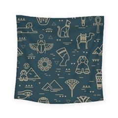 Dark-seamless-pattern-symbols-landmarks-signs-egypt -- Square Tapestry (small)