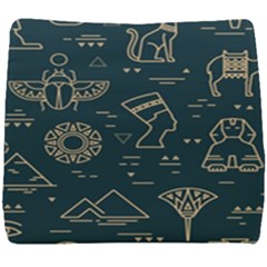 Dark-seamless-pattern-symbols-landmarks-signs-egypt -- Seat Cushion by Jancukart