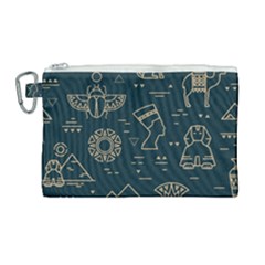 Dark-seamless-pattern-symbols-landmarks-signs-egypt -- Canvas Cosmetic Bag (large)