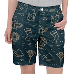 Dark-seamless-pattern-symbols-landmarks-signs-egypt -- Pocket Shorts