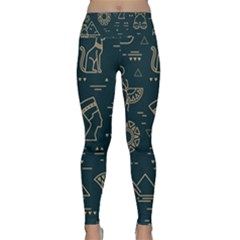 Dark-seamless-pattern-symbols-landmarks-signs-egypt -- Lightweight Velour Classic Yoga Leggings by Jancukart