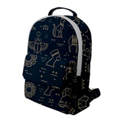 Dark-seamless-pattern-symbols-landmarks-signs-egypt -- Flap Pocket Backpack (large)