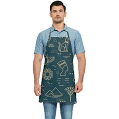 Dark-seamless-pattern-symbols-landmarks-signs-egypt -- Kitchen Apron by Jancukart