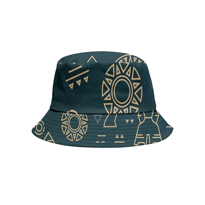 Dark-seamless-pattern-symbols-landmarks-signs-egypt -- Bucket Hat (Kids)