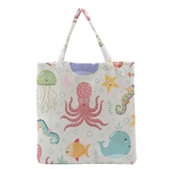 Underwater-seamless-pattern-light-background-funny Grocery Tote Bag