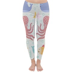 Underwater-seamless-pattern-light-background-funny Classic Winter Leggings