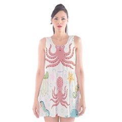 Underwater-seamless-pattern-light-background-funny Scoop Neck Skater Dress