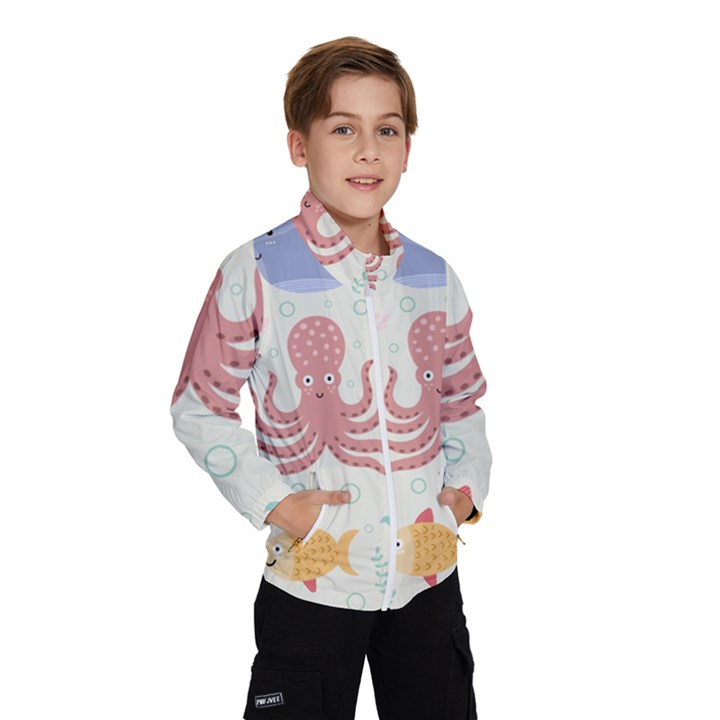 Underwater-seamless-pattern-light-background-funny Kids  Windbreaker