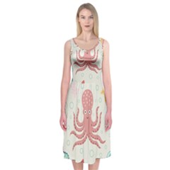 Underwater-seamless-pattern-light-background-funny Midi Sleeveless Dress