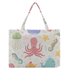 Underwater-seamless-pattern-light-background-funny Zipper Medium Tote Bag