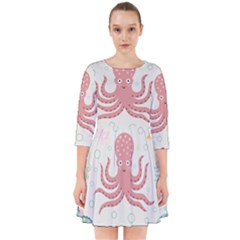 Underwater-seamless-pattern-light-background-funny Smock Dress