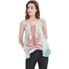 Underwater-seamless-pattern-light-background-funny Flowy Camisole Tank Top