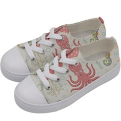 Underwater-seamless-pattern-light-background-funny Kids  Low Top Canvas Sneakers