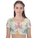 Underwater-seamless-pattern-light-background-funny Velvet Short Sleeve Crop Top  View1