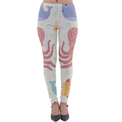 Underwater-seamless-pattern-light-background-funny Lightweight Velour Leggings