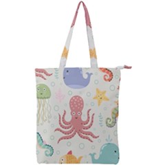 Underwater-seamless-pattern-light-background-funny Double Zip Up Tote Bag