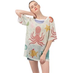 Underwater-seamless-pattern-light-background-funny Oversized Chiffon Top by Jancukart