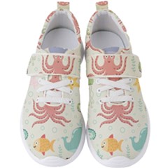 Underwater-seamless-pattern-light-background-funny Men s Velcro Strap Shoes