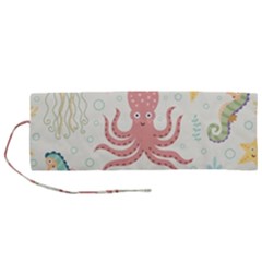 Underwater-seamless-pattern-light-background-funny Roll Up Canvas Pencil Holder (m)