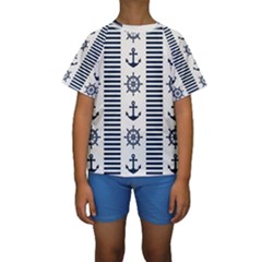 Nautical-seamless-pattern-vector-illustration Kids  Short Sleeve Swimwear