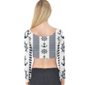 Nautical-seamless-pattern-vector-illustration Long Sleeve Crop Top View2