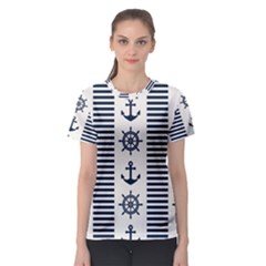 Nautical-seamless-pattern-vector-illustration Women s Sport Mesh Tee