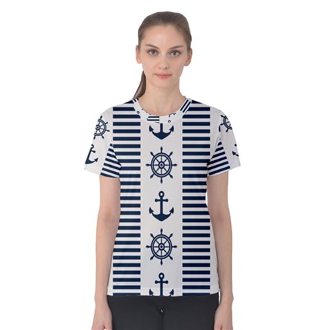 Nautical-seamless-pattern-vector-illustration Women s Cotton Tee by Jancukart