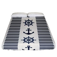 Nautical-seamless-pattern-vector-illustration Fitted Sheet (queen Size)