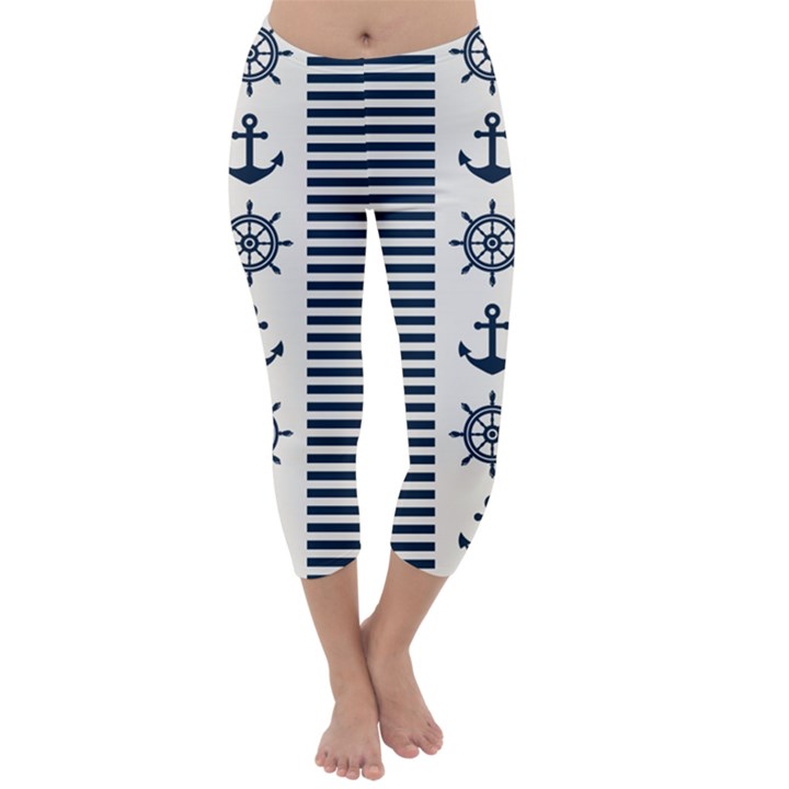 Nautical-seamless-pattern-vector-illustration Capri Winter Leggings 