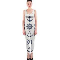 Nautical-seamless-pattern-vector-illustration One Piece Catsuit