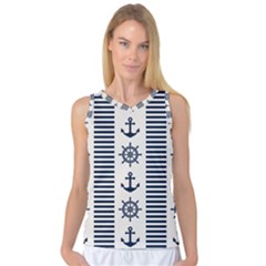 Nautical-seamless-pattern-vector-illustration Women s Basketball Tank Top