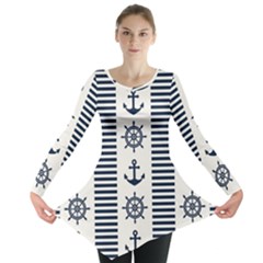 Nautical-seamless-pattern-vector-illustration Long Sleeve Tunic 