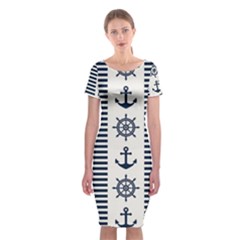 Nautical-seamless-pattern-vector-illustration Classic Short Sleeve Midi Dress